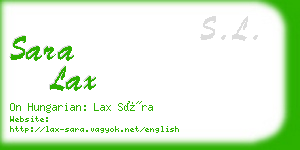 sara lax business card